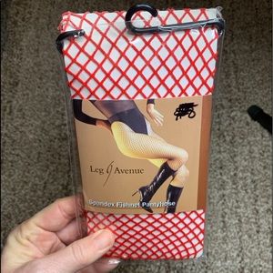 Hosiery--Red spandex fishnet pantyhose, one size, NWT